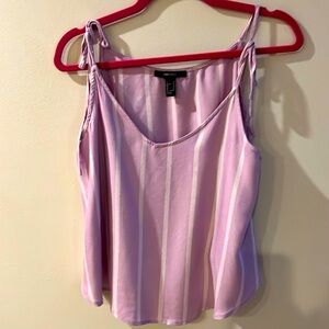 Forever 21 Lilac Striped Tank Top with Ties In Great Condition